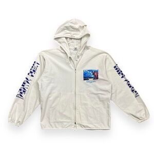 Vintage 1990s Puerto Vallarta Mexico Tourist Jacket White Cotton Zip Up Hoodie